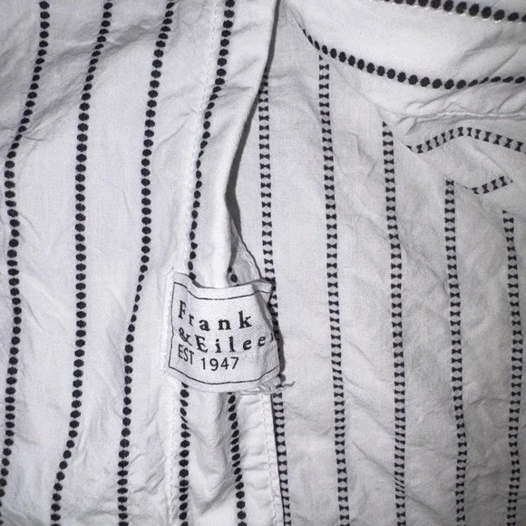 FRANK & EILEEN Joely Button Up Shirt Womens S White Black Stripe Cotton Italy - Picture 5 of 11